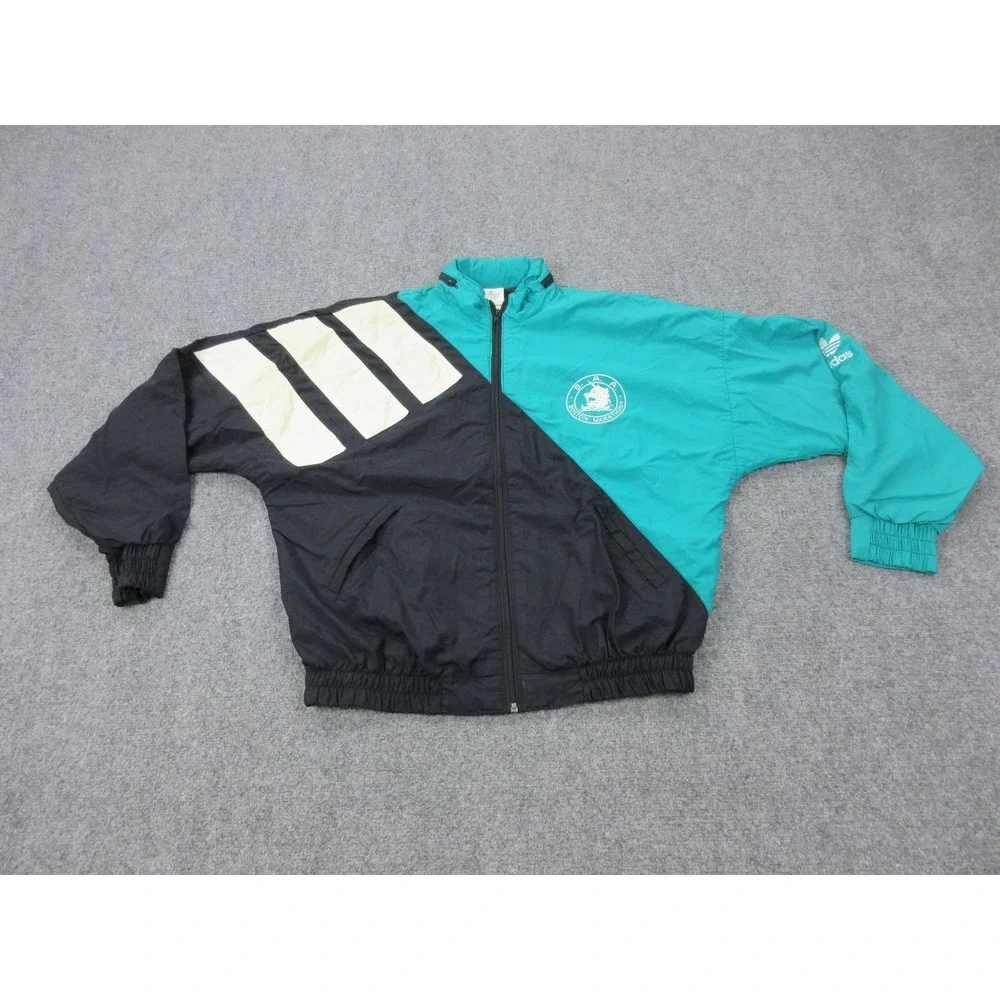 Vintage Boston Marathon Jacket Mens Large‎ Teal Black Running Adidas USA BAA 90s